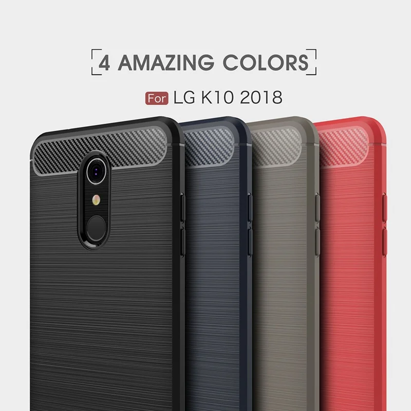 UPaitou For LG K10 2018 Case Ultra Thin Carbon Fiber Soft TPU Cover Phone |