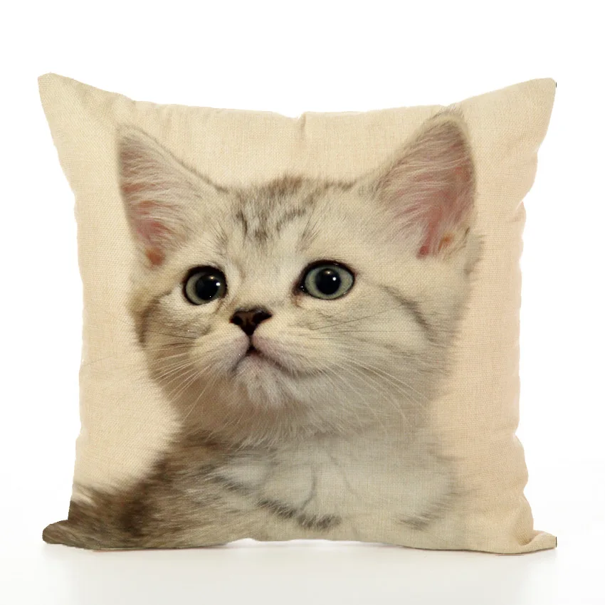 pillow cover1 Милая льняная наволочка для подушки с рисунком кота и красивая модная квадратная удобная домашняя декоративная наволочка с изображением кота - Цвет: pillow cover1