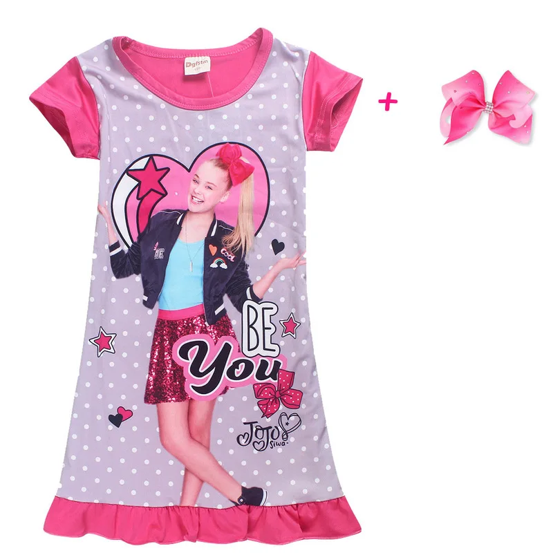 Платье для девочки Новинка модное платье принцессы Jojo Siwa + Бант ночная рубашка