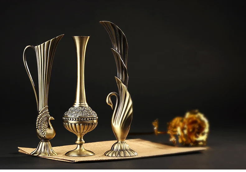 Classic Vintage Vases for Artificial Flowers Home Decoration Accessories Tabletop Tube Vase Decor Antique Metal 531 | Дом и сад