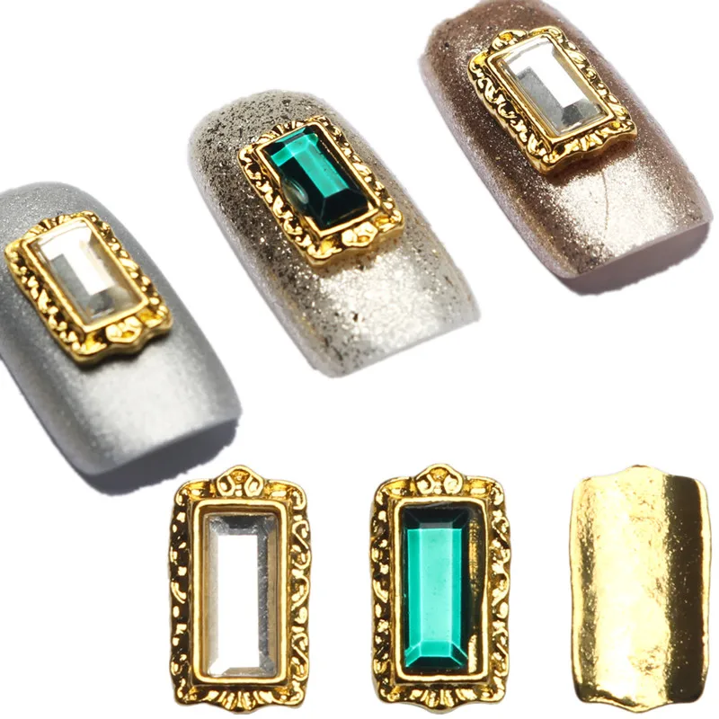 20 шт. DIY Nail Талисманы позолоченный дно прямоугольные камни ногтей Стразы Красота