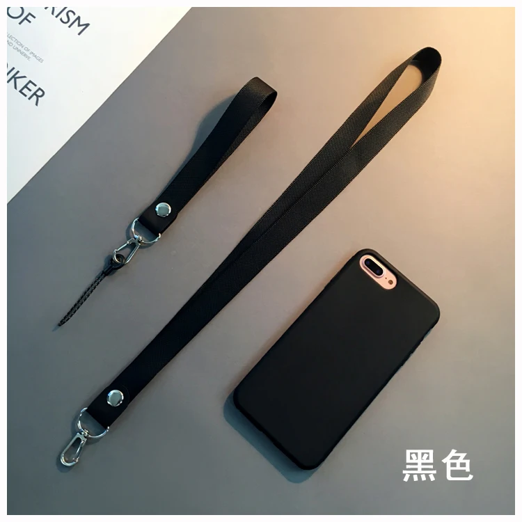 black Силиконовый чехол для телефона из ТПУ для iphone 7plus 6 6s 6plus 7 8 8plus матовый однотонный силиконовый чехол для iphone XS MAX XR с ремешком - Цвет: black