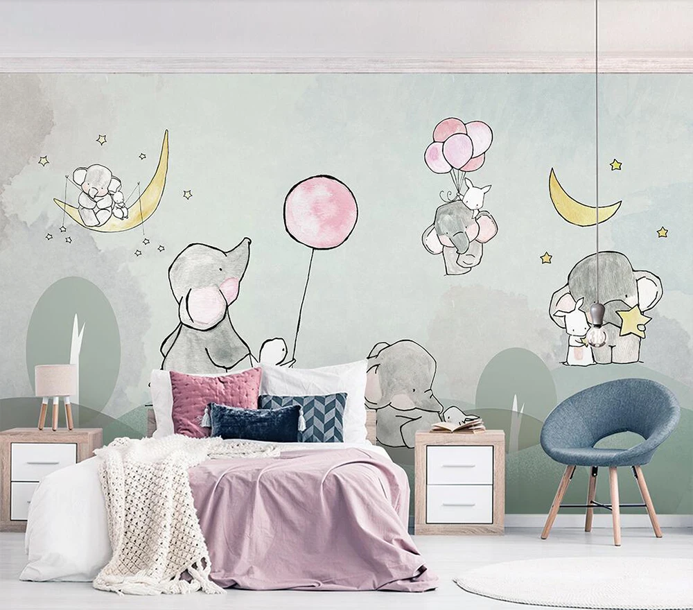 Decorative wallpaper Cartoon balloon animal children's room background wall | Обустройство дома
