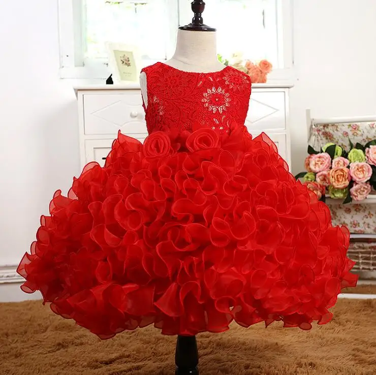 Wowbridal красные платья с оборками и цветами для девочек 2017 Детские выпускного