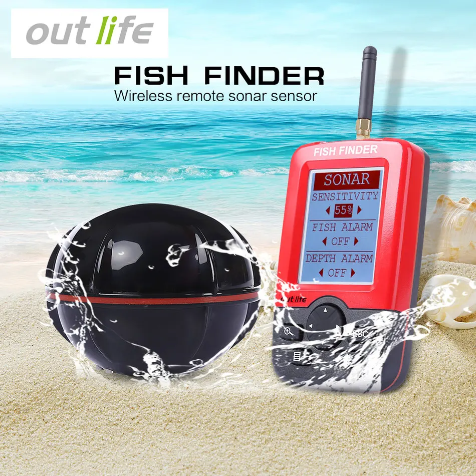 Outlife Портативный Рыболокаторы Sonar эхолот сигнализации преобразователя Fishfinder 100 м