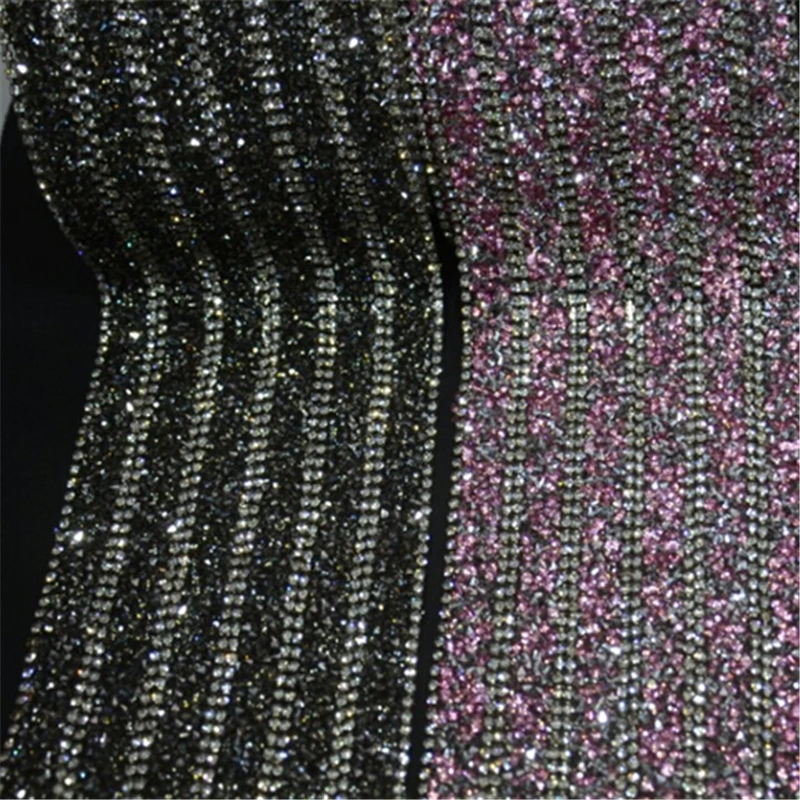 Бесплатная доставка железная лента со стразами 2 ярда/партия нарядное легкое