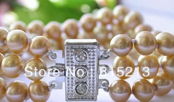 Ddh00152 3row 9 мм золото круглый пресной воды жемчужный браслет|bracelet metal|bracelet dragonbracelet