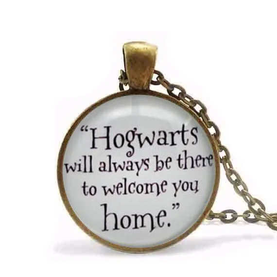 Модное ожерелье Хогвартс всегда будет там подвеска с цитатой ожерелья стимпанк