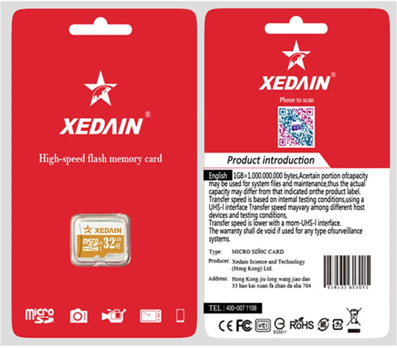 XEDAIN карта памяти SD Micro TF хорошая 16 ГБ 32 64 Hi-speed быстрая вспышка Wholes ale для сотового