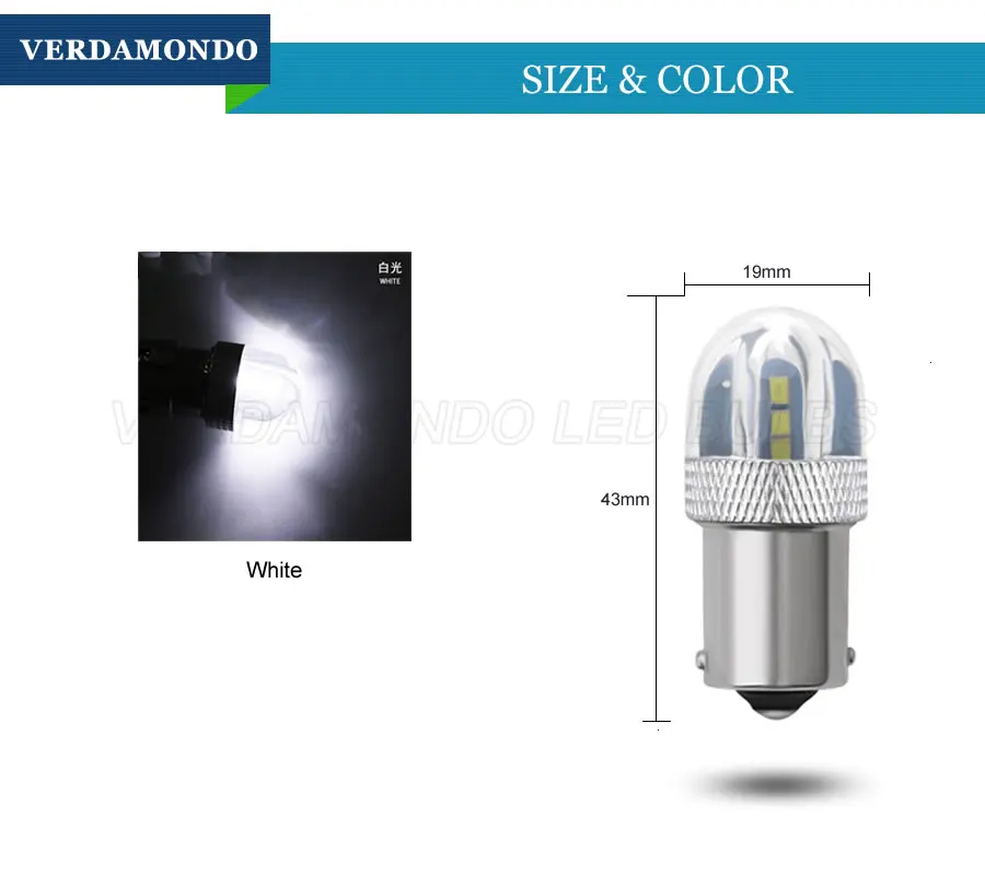 1 шт. 1156 авто светодиодный BA15S P21W 3030 6 SMD Led светильник белый тормоз заднего хода