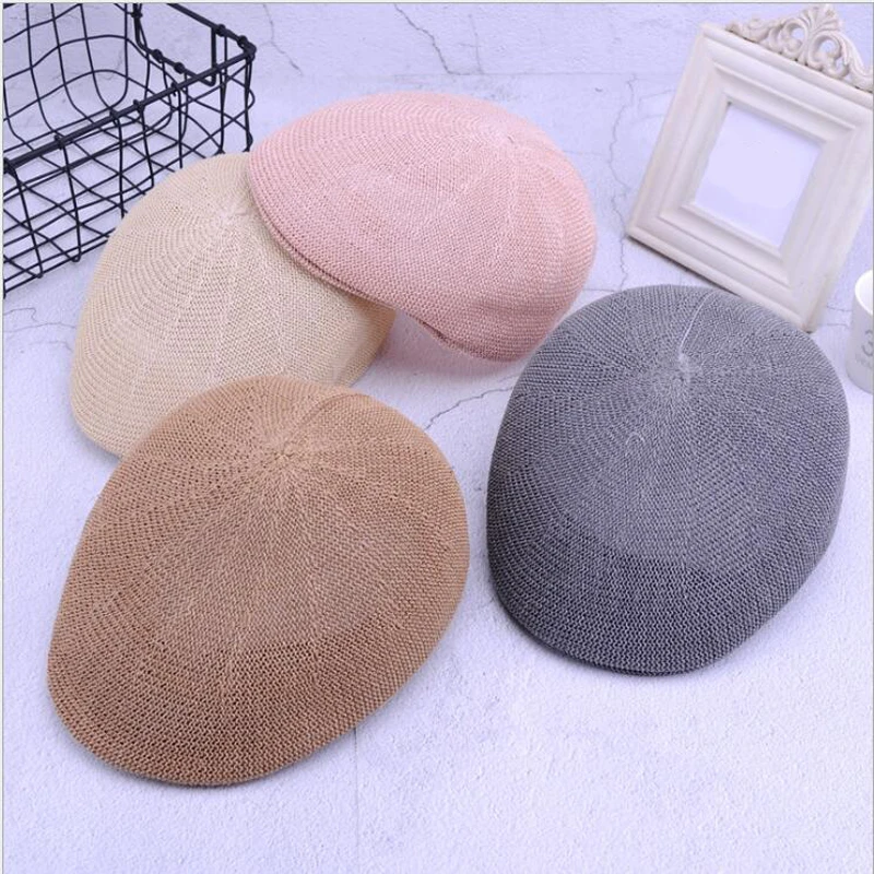 Новая мода лето женский берет шляпа Британский Повседневный кепки Gorras льняные солнцезащитные очки мужской солнцезащитный козырек дышащий соломенный берет кость