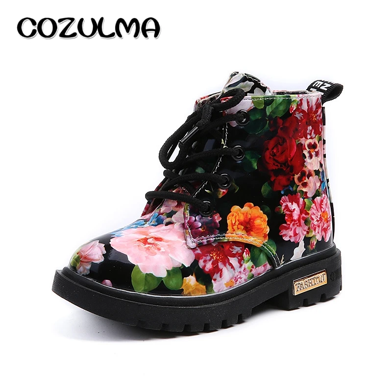 

COZULMA Kids Sneakers Shoes Girls Boys Elegant Floral Flower Print Ankle Boots Children Boots Shoes Baby Toddler Boots