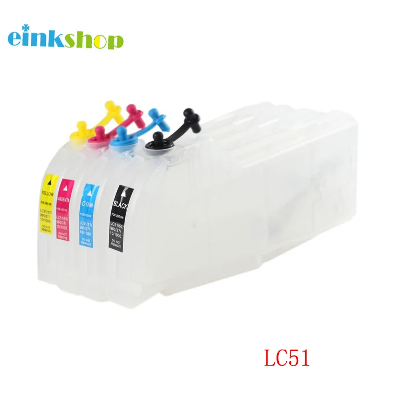 Einkshop LC51 LC37 LC57 LC970 LC1000 длинный пополняемый картридж для чернил brother DCP 130C 135C 330C