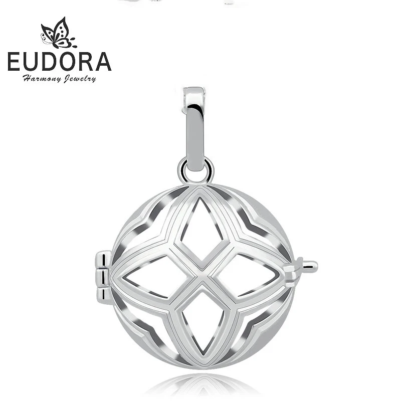 EUDORA 20 мм Горячая гармония клетка кулон цветочный узор клетка для взаимозаменяемой музыки звуковая бола мяч и Лава камень DIY ювелирные изделия