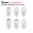 Интеллектуальный выключатель света Sonoff S26 основные WiFi Smart Мощность розетка AUCNEUUKUS Беспроводной Plug умный дом переключатель приложение с Alexa и Google Assistant