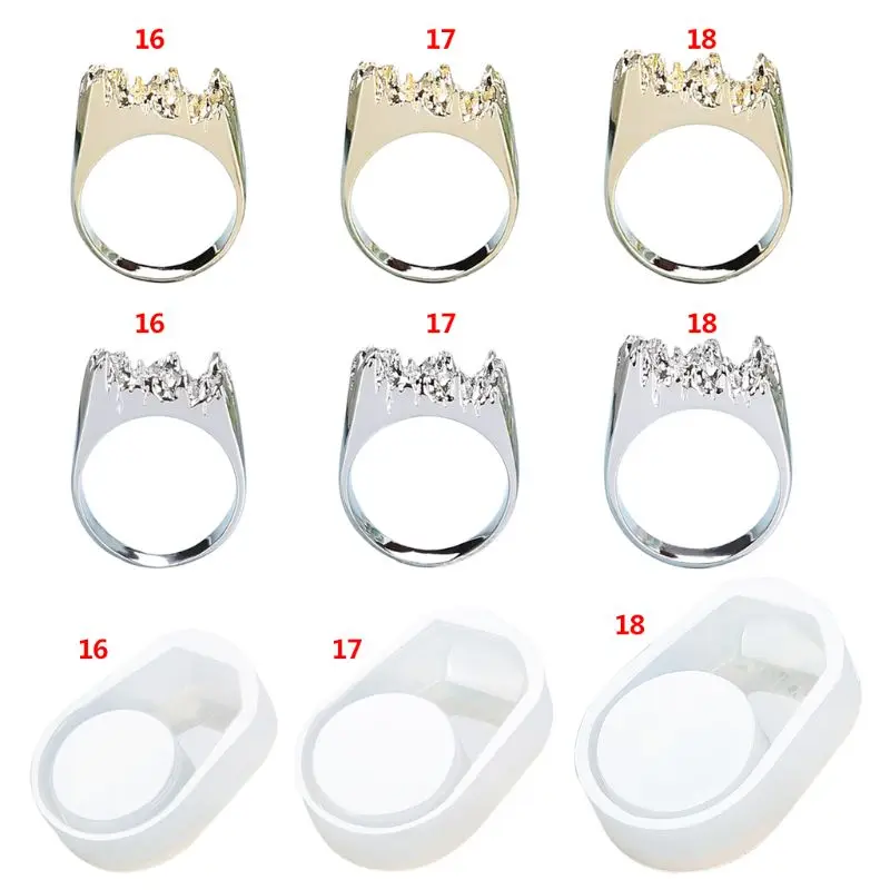 

JAVRICK 3 Pcs/set UV Crystal Epoxy DIY Ring Silicone Mold Broken Mountain Modeling Creative Handmade Material