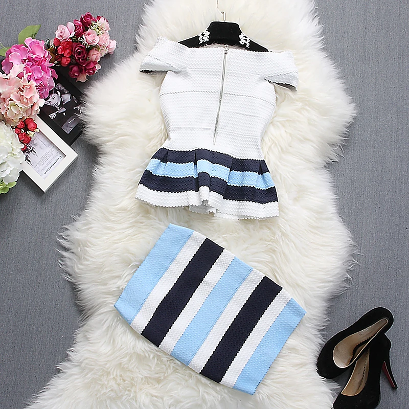 Женский комплект из топа и юбки с коротким рукавом рюшами|skirt set|top and skirt setset fashion |