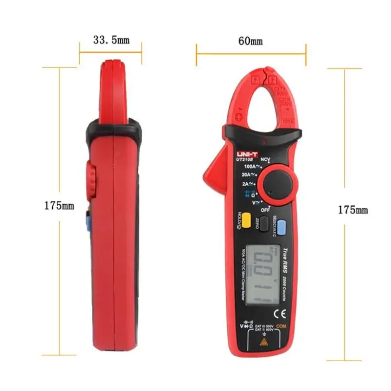 UNI-T UT210E True RMS мини Цифровые токовые клещи AC/DC напряжение Авто Диапазон VFC емкость Бесконтактный мультиметр диод