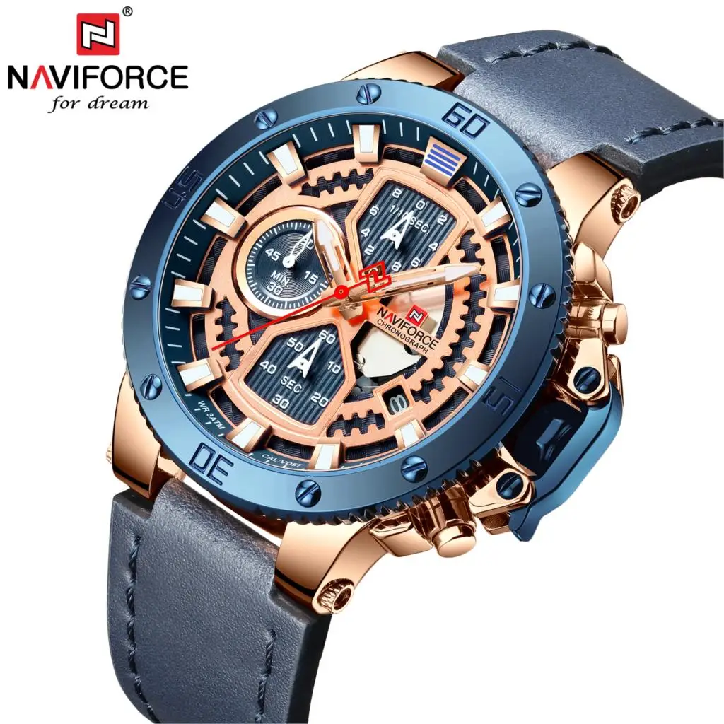 NAVIFORCE мужские часы новые модные люксовый бренд военные кварцевые кожа