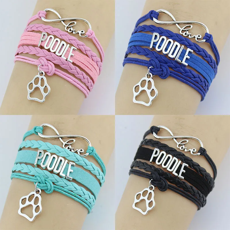 Браслет с фигуркой собаки Infinity Love пудель браслет цельный ручной работы кожаный