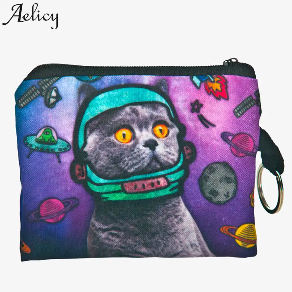 Aelicy Роскошный кошелек для монет с принтами животных Женский на молнии сумочка