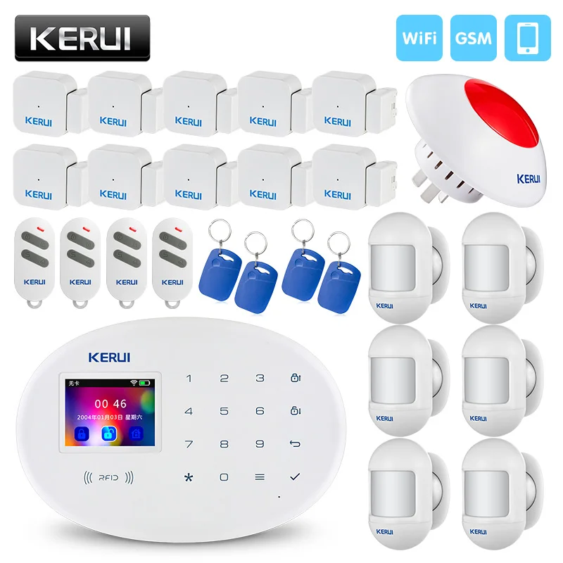 KERUI W20 Беспроводная SIM GSM wifi сигнализация RFID карта TFT цветной дисплей iPhone IOS Android приложение управление