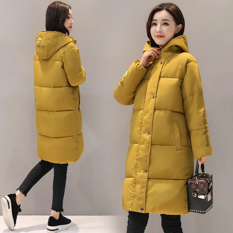 

Promotion Polyester Long Zipper Will Fashion Cotton Clothes Woman 2019 New Directly Canister Street Smiling Face Loose Coat