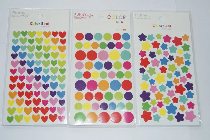 6 шт. Цветные Милые бумажные стикеры радужной расцветки со звездами реквизит для