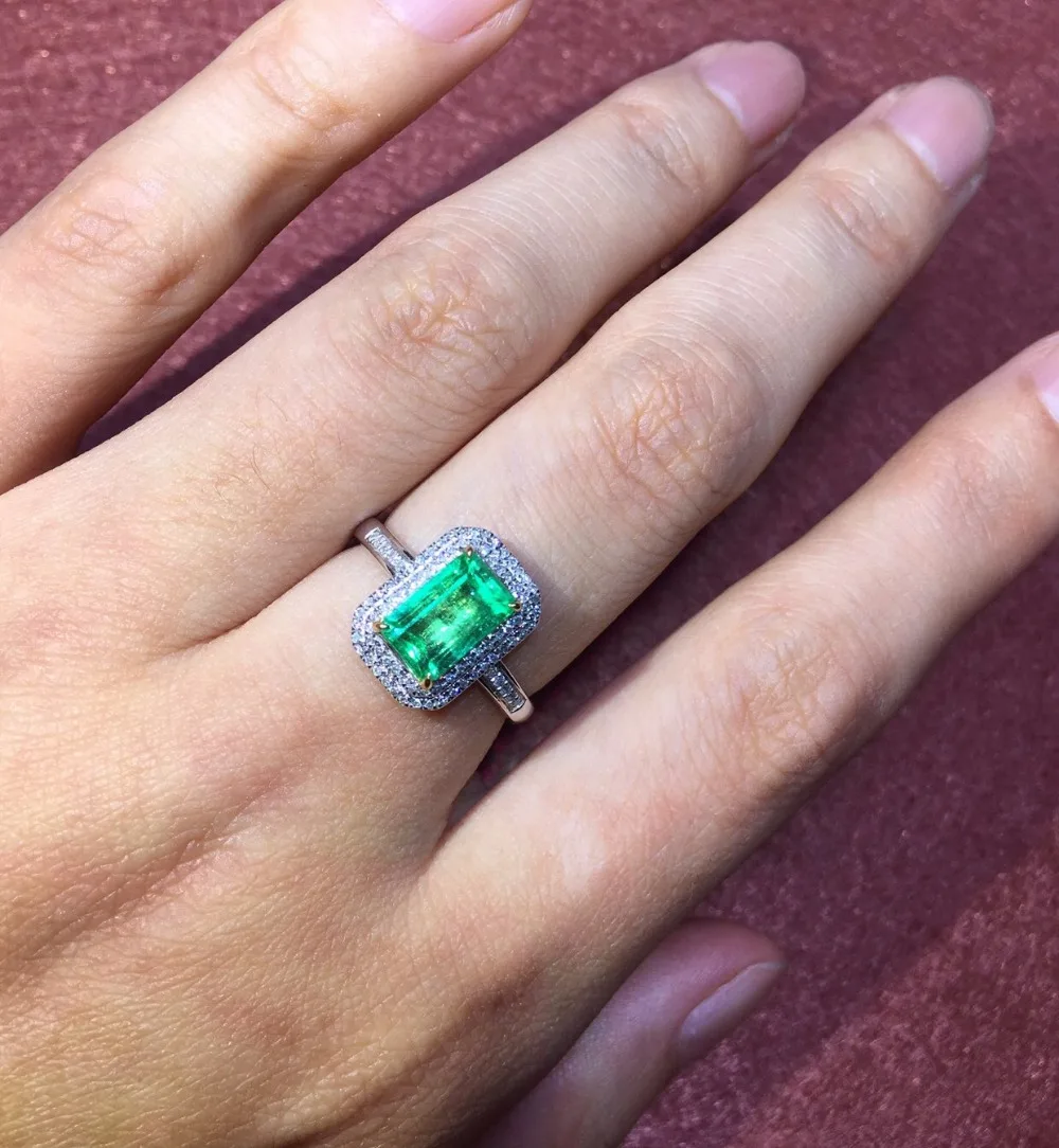Fine Jewelry индивидуальные коллекции реальная 18-каратного белого золота натуральный изумруд драгоценный камень женские обручальные кольца для женщин Изысканные кольца