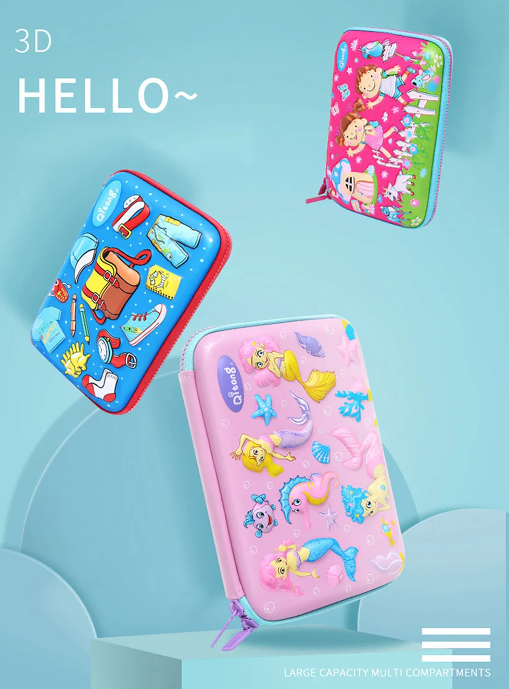 Kawaii 3D School Pencil Case for Girls Boys Penal Korean Pen Bag Cute EVA Large Makeup Pencilcase Pouch Stationery Box Penalties