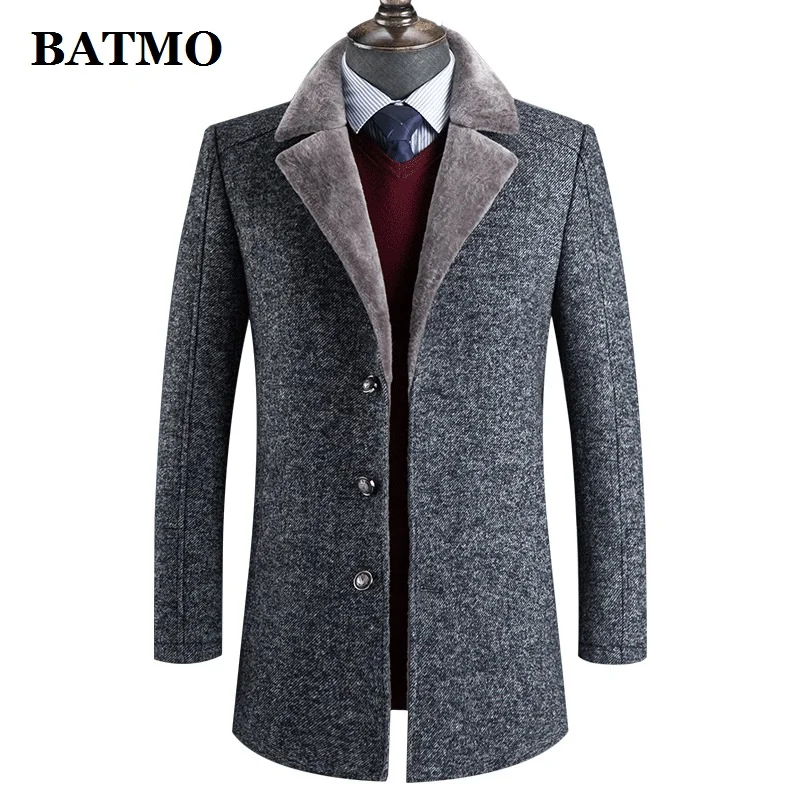

BATMO 2023 new arrival winter high quality wool thicked trench coat men,men's gray wool jackets overcoat ,plus-size M-4XL,AL41