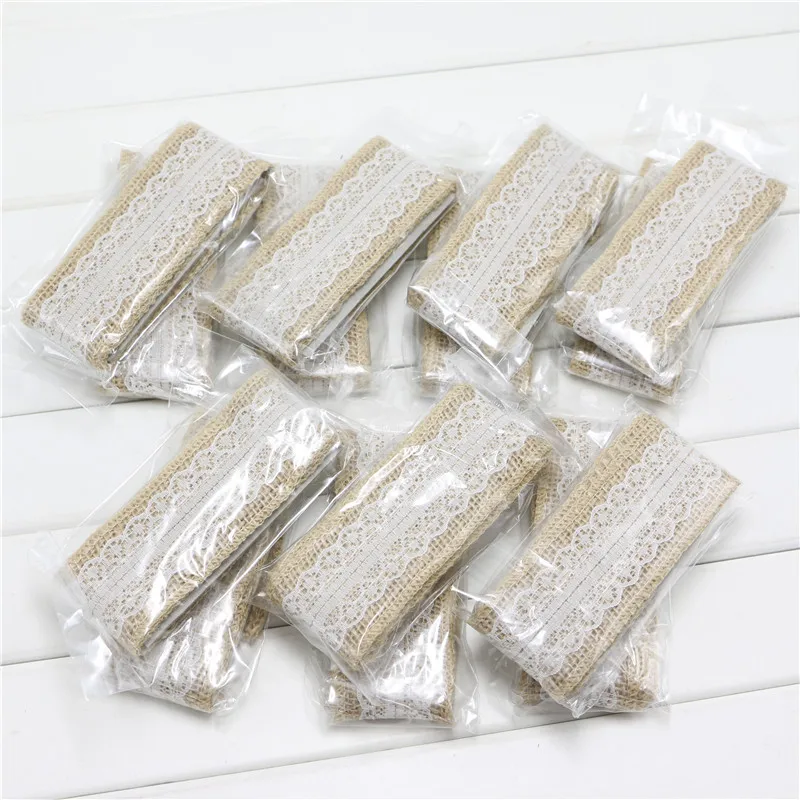 4 см ширина Белое кружево с лента из натуральной мешковины джутовый рулон для