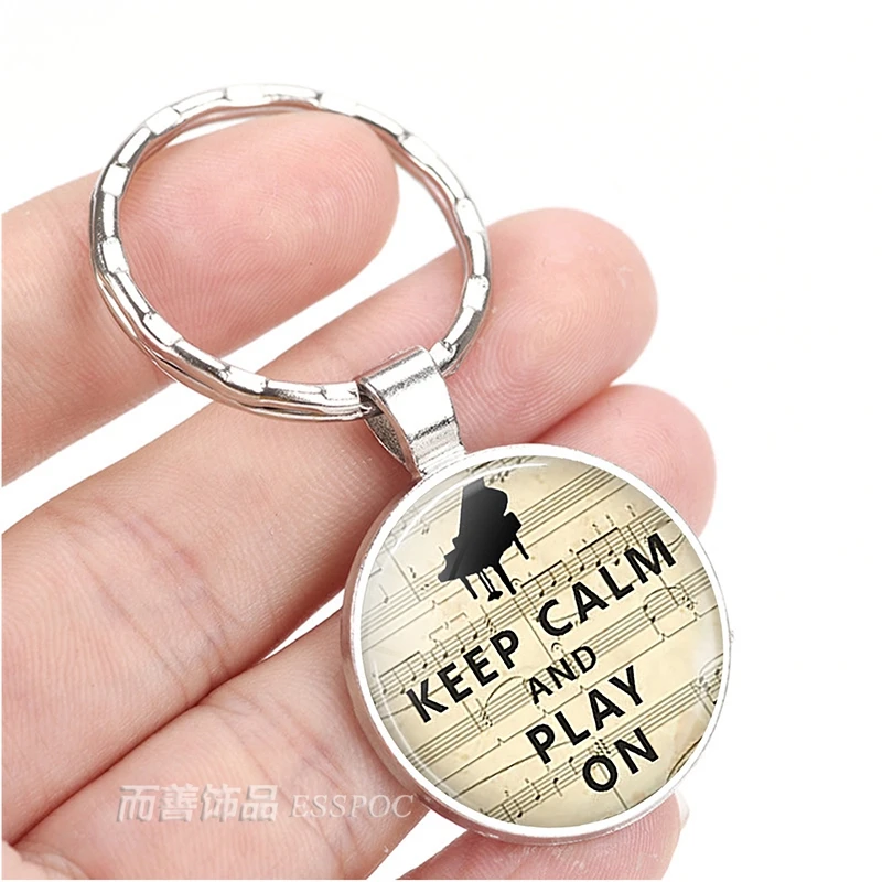 Брелок для ключей с надписью Keep Calm and Play кольцо пианино ювелирные изделия брелок