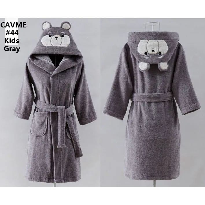CAVME 44 Kids CAVME размера плюс махровый Халат с капюшоном для влюбленных, махровый халат, мужские длинные хлопковые халаты, домашний семейный халат, одежда для сна - Цвет: CAVME 44 Kids