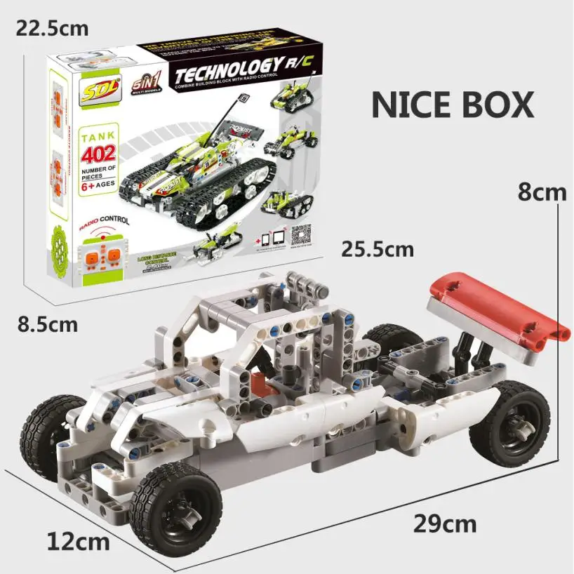 224 шт. DIY Kit R/C 10 в 1 гоночные автомобили Строительные кирпичи радиоуправляемая