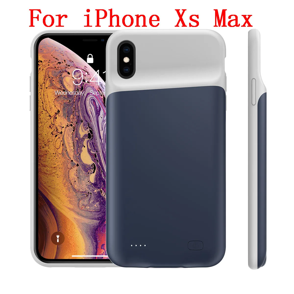 Xs Max Blue 5200mAh Для iPhone X Xs XR чехол для зарядного устройства 4000 мАч тонкий Резервный банк зарядное устройство чехол для iPhone XS Max 5200 мАч чехол с аудио - Цвет: Xs Max Blue 5200mAh