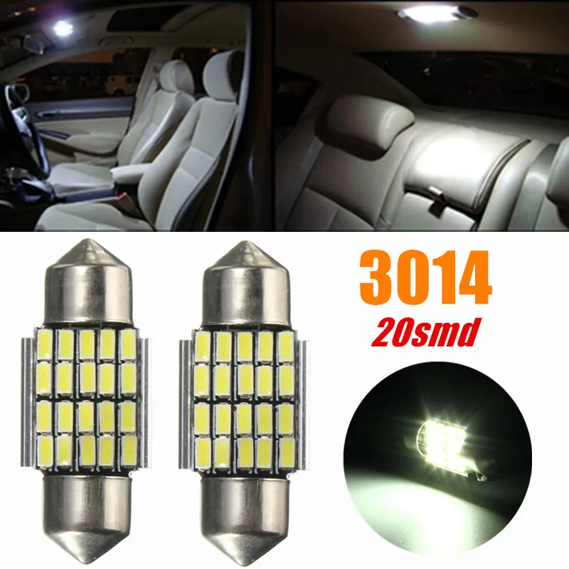 Белый 2шт 30 мм 20 SMD 120LM 3014 Светодиодный автомобильный интерьерный светильник лампы типа фестон купольная карта считывающий светильник Лампа Белая 6000K DC12V автомобильный Стайлинг - Испускаемый цвет: Белый