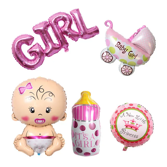 1-Girl pink princess Детские украшения для душа фольга Воздушные шары его мальчик девочки для празднования первого дня рождения украшения дети свадебные украшения вечерние принадлежности - Цвет: 1-Girl pink princess