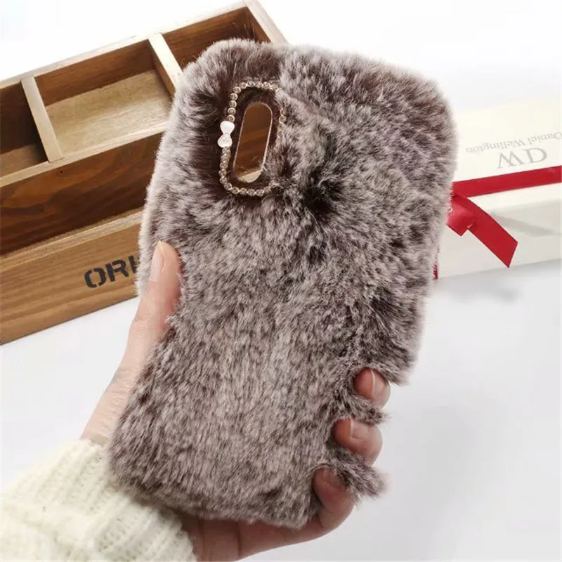 Rabbit fur hair Case For Huawei y9 2018 Y5 Y6 Prime Y7 pro 2019 V30 V20 V10 Honor 6c 20 9X 8X 7X 8A 6X 5a Cony Bunny Cover |