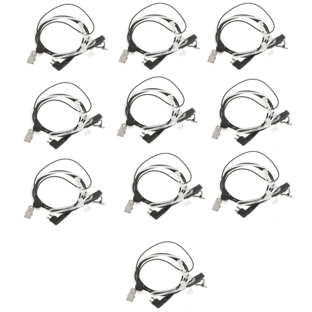 

10pcs Covert Acoustic Air Tube Throat Vibration Earpiece Headset PTT Mic 2-pin Plug for Motorola GP68 GP88 GP300 Walkie Talkie