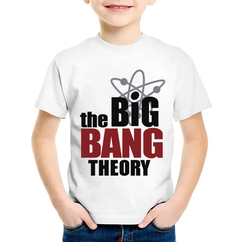 Модные детские футболки с принтом Теория большого взрыва Bazinga летние коротким