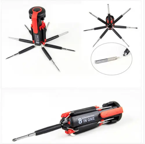 Многофункциональные отвертки 8 в 1 набор инструментов с фонариком 6 светодиодов