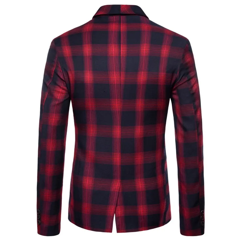 AOWOFS плед блейзеры Для мужчин костюмы Мода одной кнопки пиджак Slim Fit клетчатый Для мужчин s Блейзер Одежда сцены