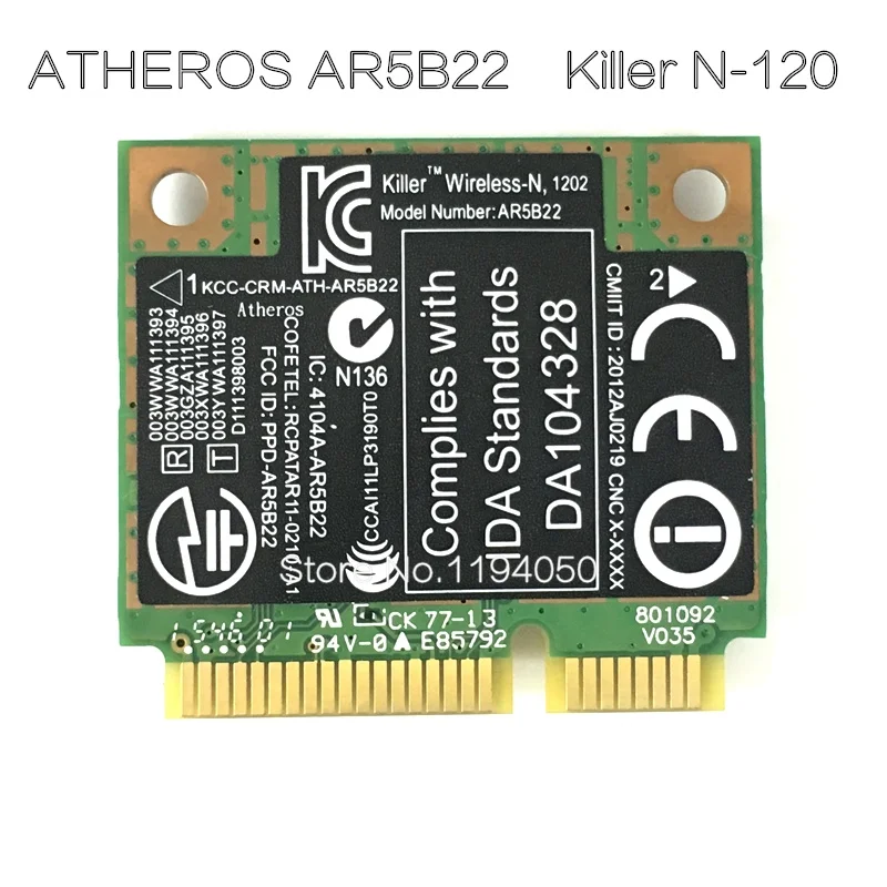 Для сетей Bigfoot 2 4G 5G WLAN card Killer N1202 AR5B22 Двухдиапазонная N + BLUETOOTH BT беспроводная WIFI