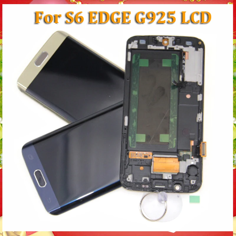 SUPER AMOLED Дисплей для Samsung Galaxy S6 edge ЖК дисплей + рамка G925 G925F Сенсорный экран планшета