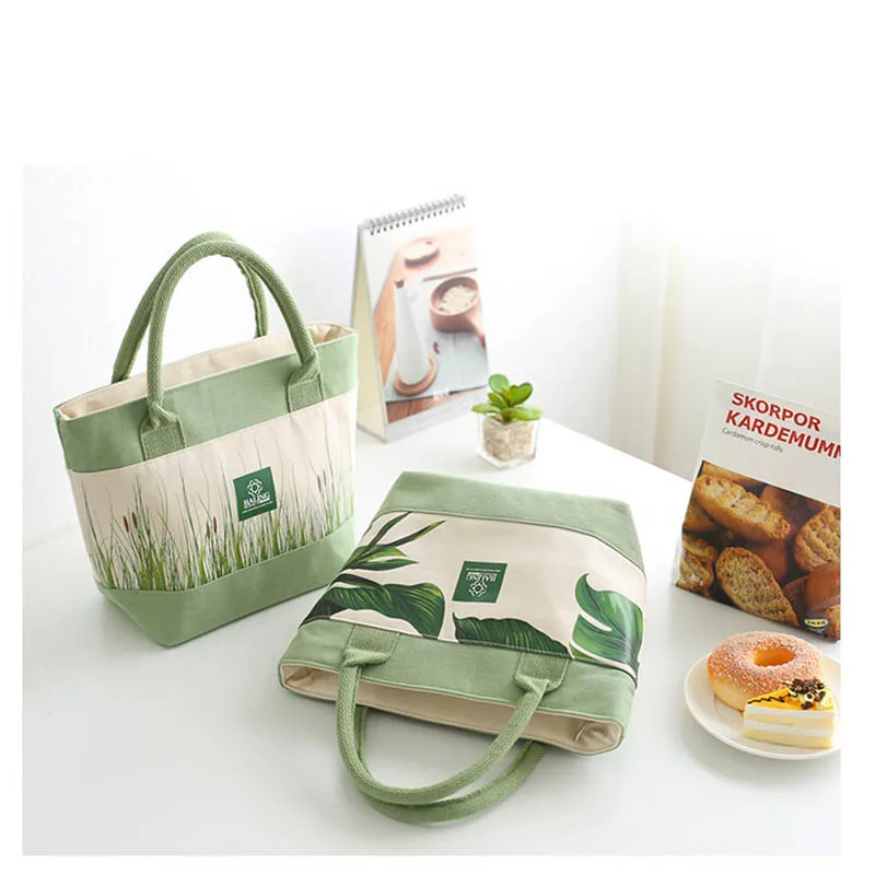 Women's Pure And Fresh Fashion Lunch Bag Portable Functional Canvas Insulated Ice Internal Aluminum Foil Picnic Box | Багаж и сумки