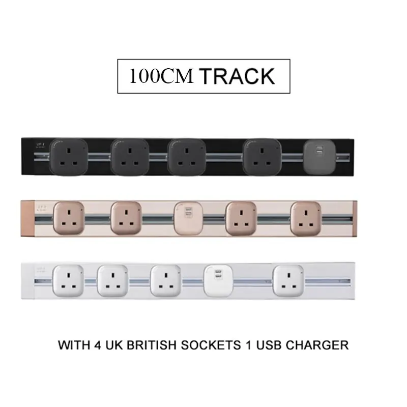 4 UK Socktes 1 USB JOHO, 100 см, настенная розетка, алюминиевая, 8000 Вт, стандарт ЕС, электрическая розетка с двойным USB для гостиной, кухни, штепсельные розетки - Тип: 4 UK Socktes 1 USB