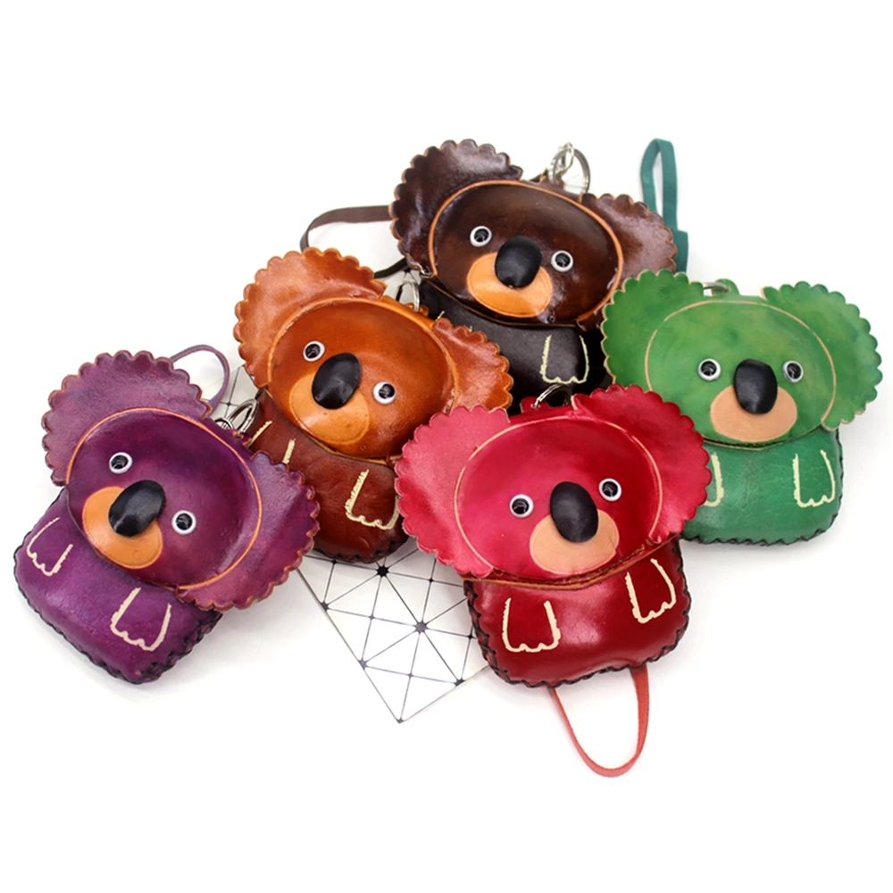 Vintage Genuine Leather carving Cartoon Animal model Coin Purse Women Handmade Small bags Cute girls Clutch change purse wallets | Багаж и