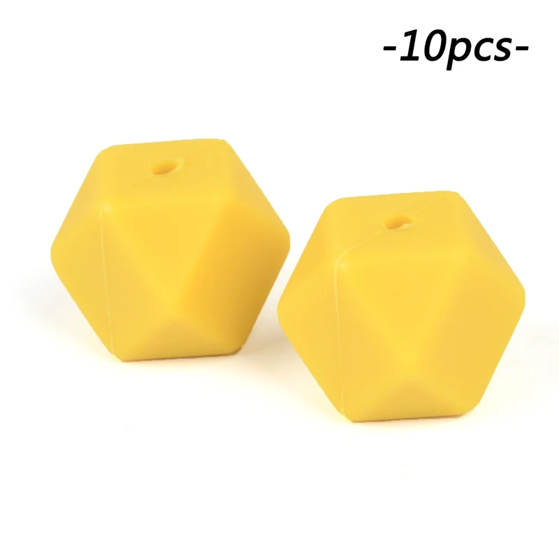 Mustard LOFCA 10 шт./лот шестигранные бусины 17 мм геометрические силиконовые бусины BPA бесплатно детские жевательные прорезыватели зубопрорезыватель соска зажим - Цвет: Mustard