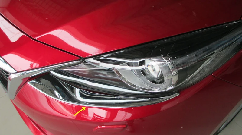 2 шт передняя фара брови планки для Mazda 3 BM- 2 шт./компл. с высоким глянцем хром протектор отделка внешнего вида аксессуары